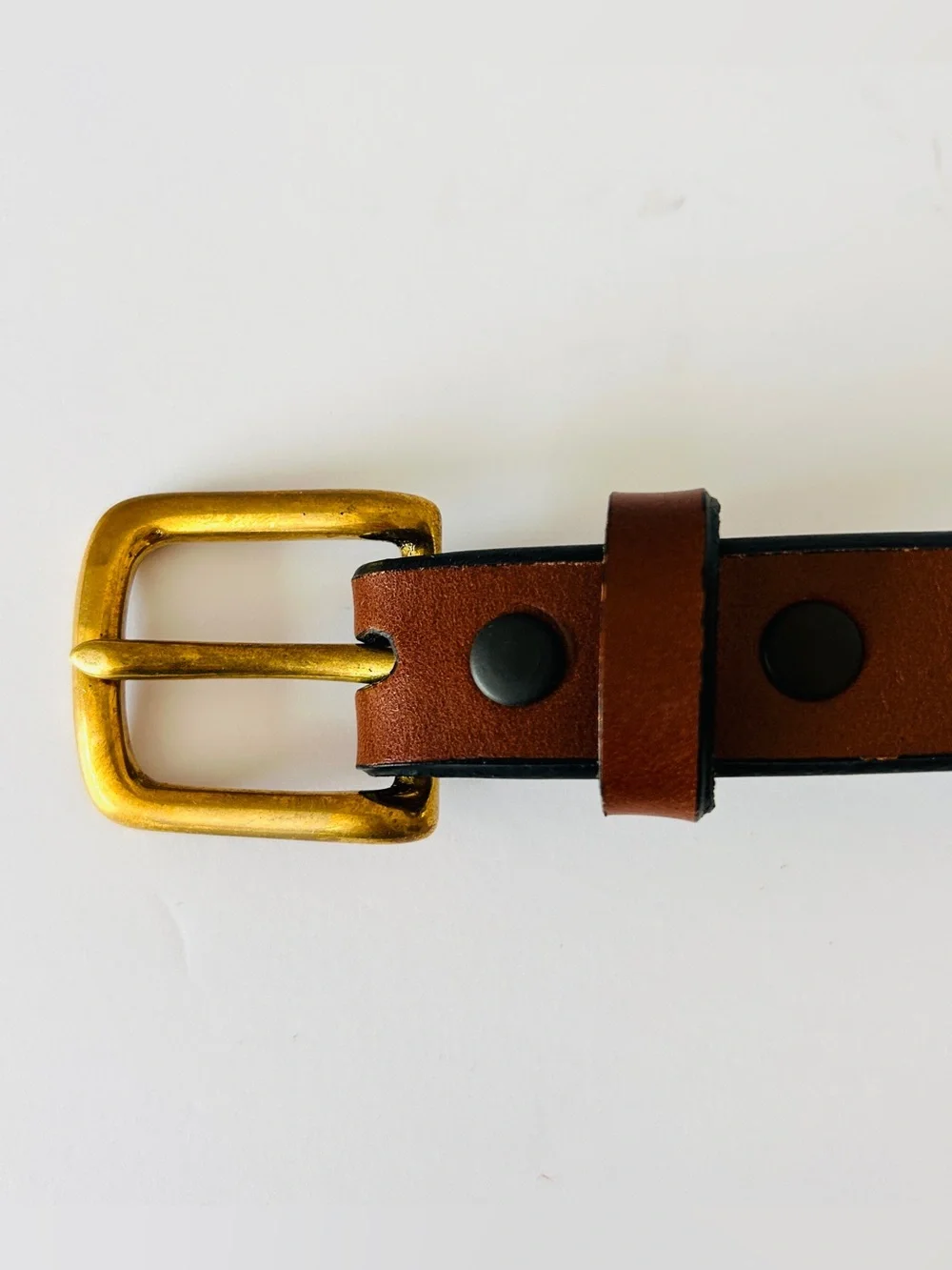 Sid Mashburn Brown Leather Belt with Gold Buckle